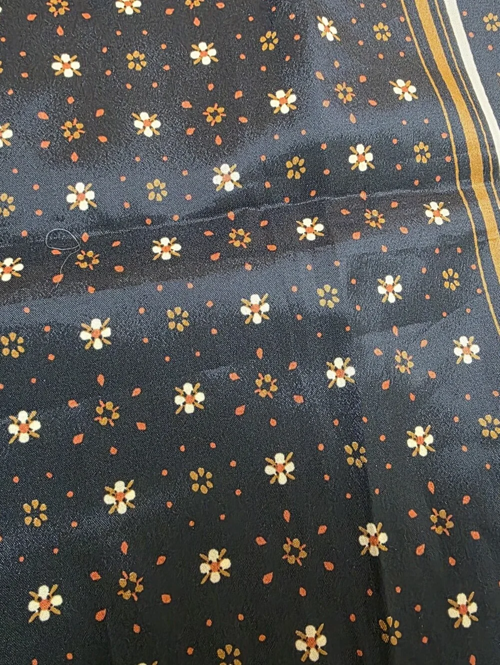 Desco Vintage Floral Square Scarf Black Brown 26x26